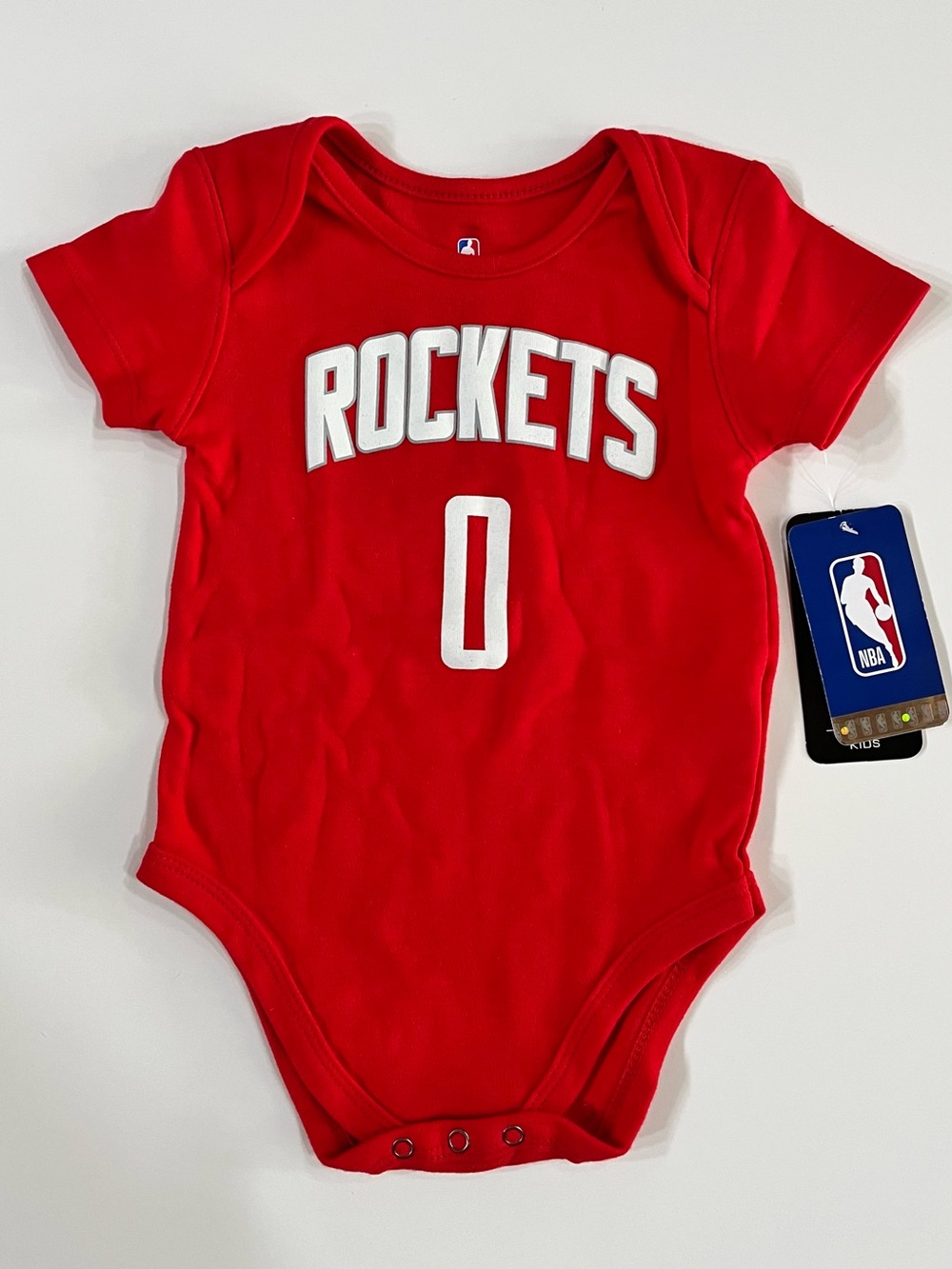 NWT NBA Houston Rockets Westbrook 0 Red Baby Bodysuit, size 18M